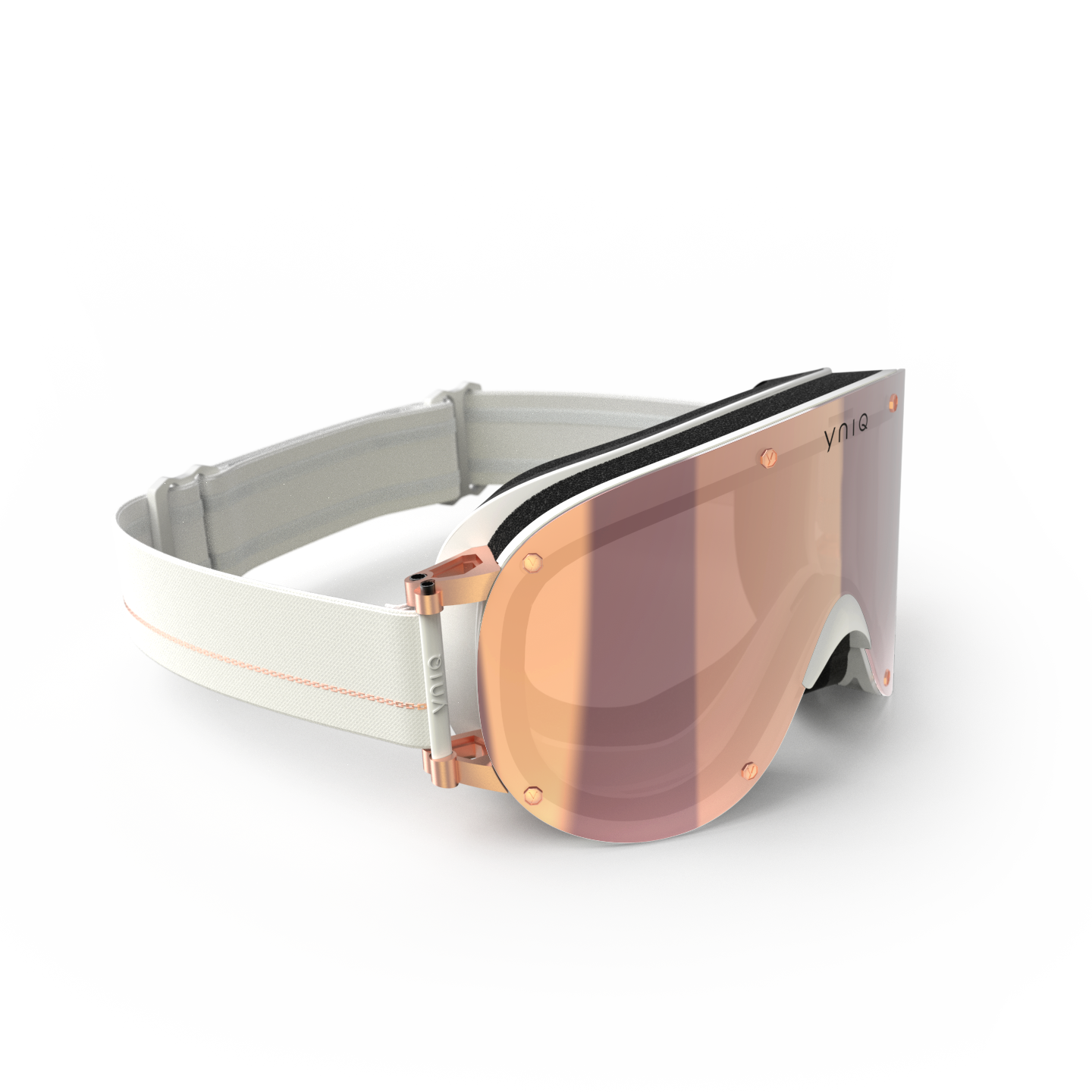 yniq ski goggles sale YNIQ Eyewear White Rose Gold Goggle in Metallic Neutral
